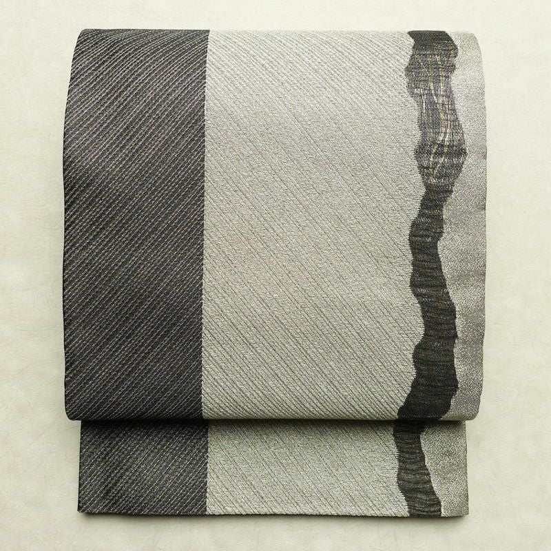 袋帯 六通柄 良品 フォーマル用 正絹 縞柄・線柄 リサイクル帯 帯 金糸 銀糸 金・銀_画像1