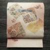袋帯 本場結城玉紬 手描友禅袋帯 太鼓柄 良品 一般用 正絹 幾何学柄・抽象柄 リサイクル帯 帯 箔 ベージュ_画像1