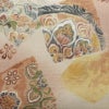 袋帯 本場結城玉紬 手描友禅袋帯 太鼓柄 良品 一般用 正絹 幾何学柄・抽象柄 リサイクル帯 帯 箔 ベージュ_画像2