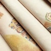 袋帯 本場結城玉紬 手描友禅袋帯 太鼓柄 良品 一般用 正絹 幾何学柄・抽象柄 リサイクル帯 帯 箔 ベージュ_画像19