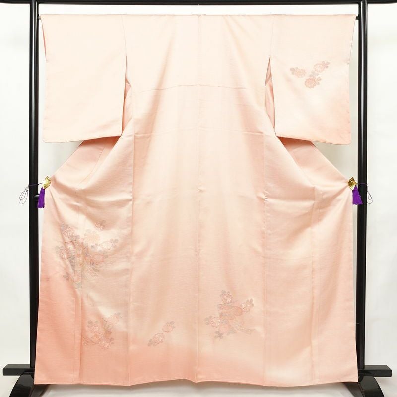 付け下げ 美品 しつけ糸付き スワトウ刺繍 相良刺繍 正絹 袷仕立て 身丈162cm 裄丈66.5cm リサイクル着物 着物 刺繍 入学式 卒業式 七五三 お宮参り フォーマル 上品 ピンク_画像1