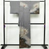 訪問着 良品 正絹 花柄 袷仕立て 身丈159cm 裄丈64.5cm リサイクル着物 着物 箔 金彩 卒業式 フォーマル グレー_画像2