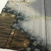 訪問着 良品 正絹 花柄 袷仕立て 身丈159cm 裄丈64.5cm リサイクル着物 着物 箔 金彩 卒業式 フォーマル グレー_画像4