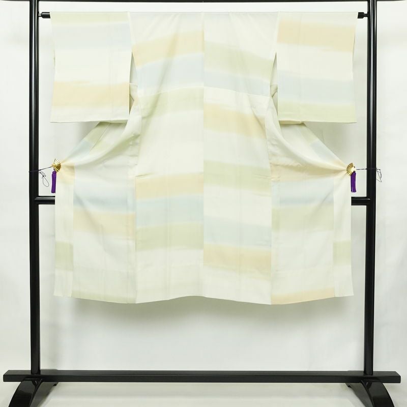 長襦袢 良品 正絹 縞柄・線柄 袖無双・胴抜き 身丈126.5cm 裄丈63cm リサイクル着物 着物 フォーマル シンプル 多色使い_画像1