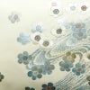 名古屋帯 太鼓柄 正絹 花柄 通し仕立て なごや帯 リサイクル帯 帯 刺繍 箔 白_画像2