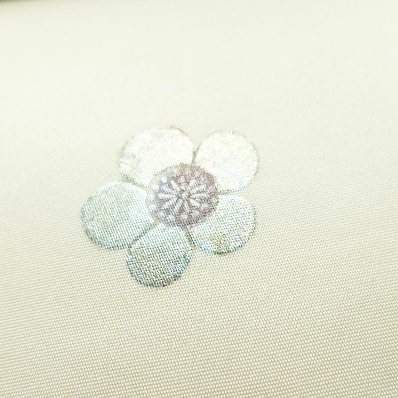 名古屋帯 太鼓柄 正絹 花柄 通し仕立て なごや帯 リサイクル帯 帯 刺繍 箔 白_画像7