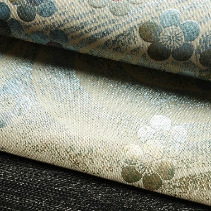 名古屋帯 太鼓柄 正絹 花柄 通し仕立て なごや帯 リサイクル帯 帯 刺繍 箔 白_画像8