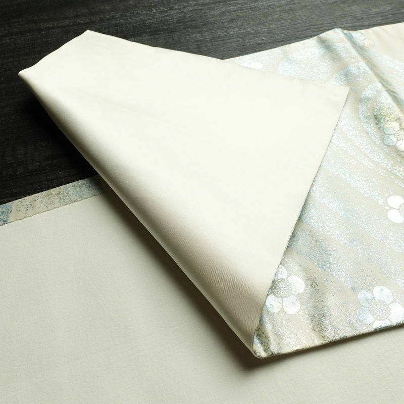 名古屋帯 太鼓柄 正絹 花柄 通し仕立て なごや帯 リサイクル帯 帯 刺繍 箔 白_画像10