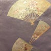 名古屋帯 太鼓柄 正絹 古典柄 名古屋仕立て なごや帯 リサイクル帯 帯 箔 シンプル 扇子 紫・藤色_画像2