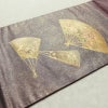 名古屋帯 太鼓柄 正絹 古典柄 名古屋仕立て なごや帯 リサイクル帯 帯 箔 シンプル 扇子 紫・藤色_画像12