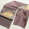 名古屋帯 太鼓柄 正絹 古典柄 名古屋仕立て なごや帯 リサイクル帯 帯 箔 シンプル 扇子 紫・藤色_画像17