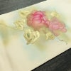 名古屋帯 太鼓柄 正絹 花柄 名古屋仕立て なごや帯 リサイクル帯 帯 箔 シンプル クリーム_画像13