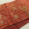 袋帯 全通柄 良品 ふくれ織 一般用 正絹 花柄 リサイクル帯 帯 茶_画像14
