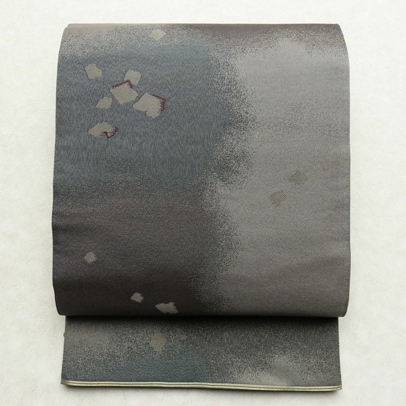 袋帯 六通柄 壇上 フォーマル用 正絹 幾何学柄・抽象柄 リサイクル帯 帯 入学式 卒業式 七五三 お宮参り フォーマル モダン グレー_画像1