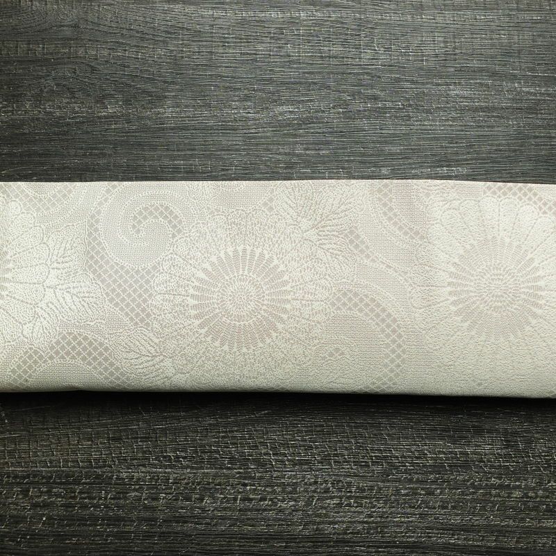 袋帯 人間国宝 中村勇二郎 古代菊 献上絵図 全通柄 良品 フォーマル用 正絹 花柄 リサイクル帯 帯 入学式 卒業式 七五三 パーティー お宮参り フォーマル 菊 ベージュ_画像14