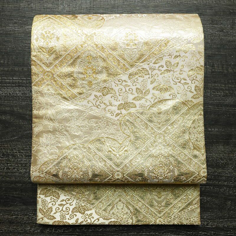 袋帯 六通柄 フォーマル用 正絹 幾何学柄・抽象柄 リサイクル帯 帯 箔 入学式 卒業式 七五三 パーティー お宮参り フォーマル 金・銀_画像1