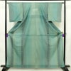 盛夏 美品 夏用 付下小紋 一つ紋付き 正絹 縞柄・線柄 単衣仕立て 身丈163cm 裄丈64.5cm リサイクル着物 着物 洒落 緑・うぐいす色_画像1