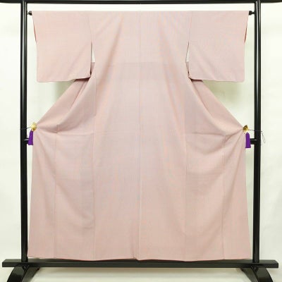小紋 良品 万筋 正絹 袷仕立て 身丈155cm 裄丈64cm リサイクル着物 着物 シンプル ピンク