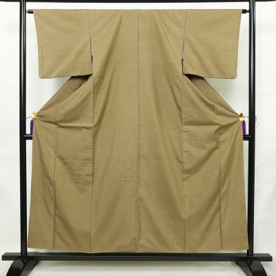 小紋 良品 正絹 その他の柄 袷仕立て 身丈156cm 裄丈63.5cm リサイクル着物 着物 モダン 洒落 紬地 黄・黄土色