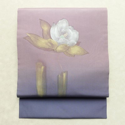 名古屋帯 太鼓柄 正絹 花柄 名古屋仕立て なごや帯 リサイクル帯 帯 箔 手描き 多色使い