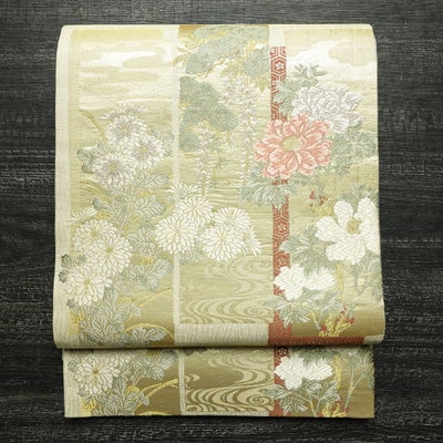 袋帯 六通柄 美品 朱雀 琳派百選 フォーマル用 正絹 古典柄 リサイクル帯 帯 箔 入学式 卒業式 結婚式 七五三 パーティー お宮参り フォーマル 白