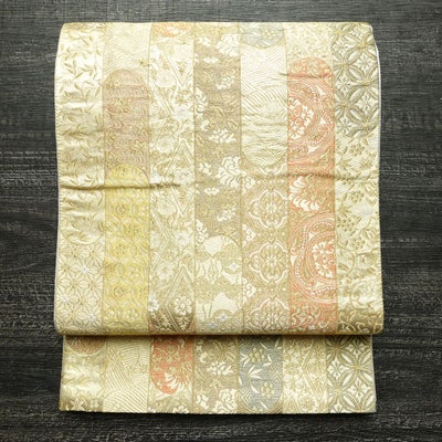 袋帯 六通柄 献上名物裂文 フォーマル用 正絹 古典柄 箔 金糸 入学式 卒業式 七五三 お宮参り 金・銀