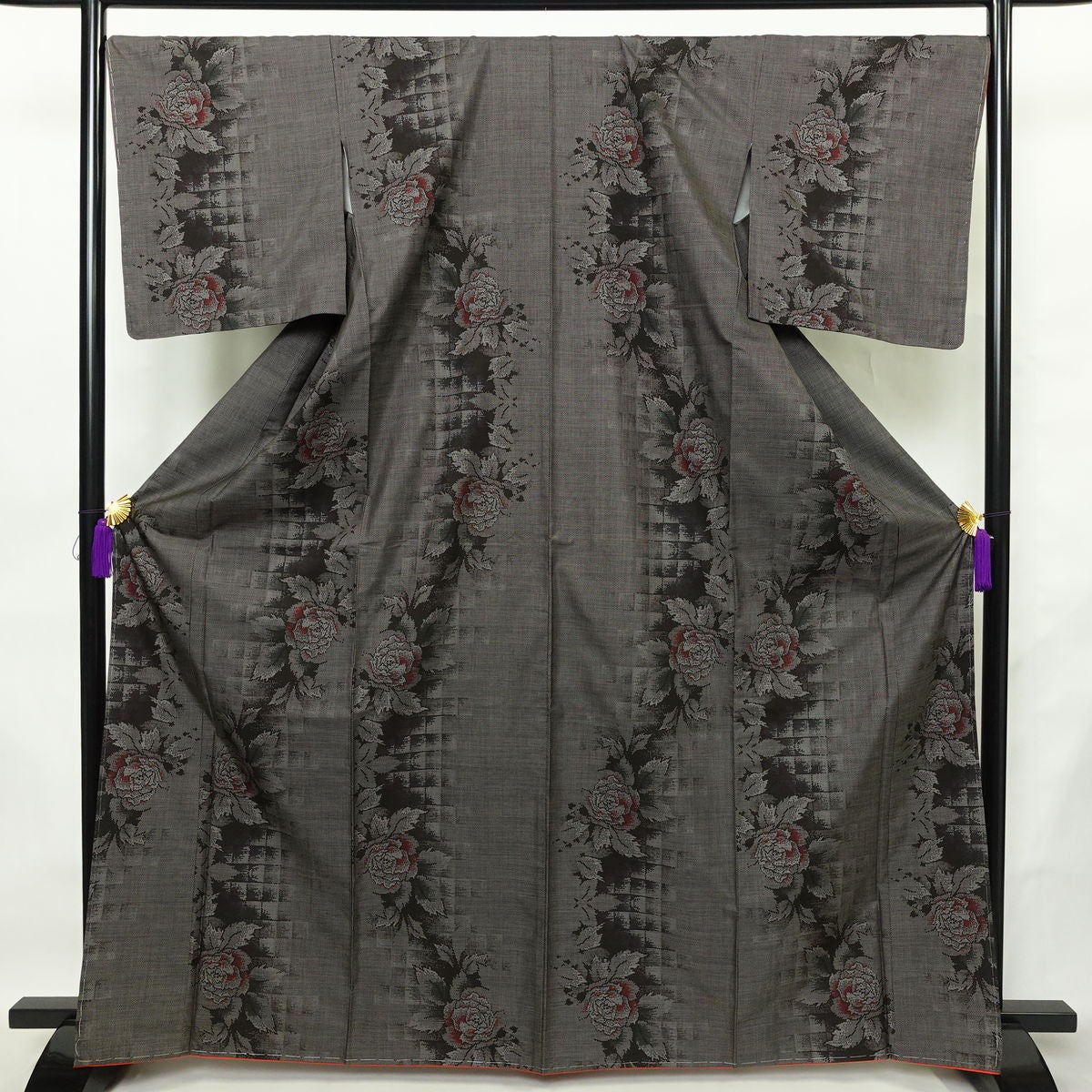 大島紬 良品 創匠きゅうの 古代染色純泥染 証紙あり 正絹 木の葉・植物
