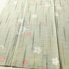 紬 良品 しつけ糸付き 正絹 花柄 袷仕立て 身丈153.5cm 裄丈63.5cm リサイクル着物 着物 緑・うぐいす色_画像4