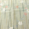 紬 良品 しつけ糸付き 正絹 花柄 袷仕立て 身丈153.5cm 裄丈63.5cm リサイクル着物 着物 緑・うぐいす色_画像6