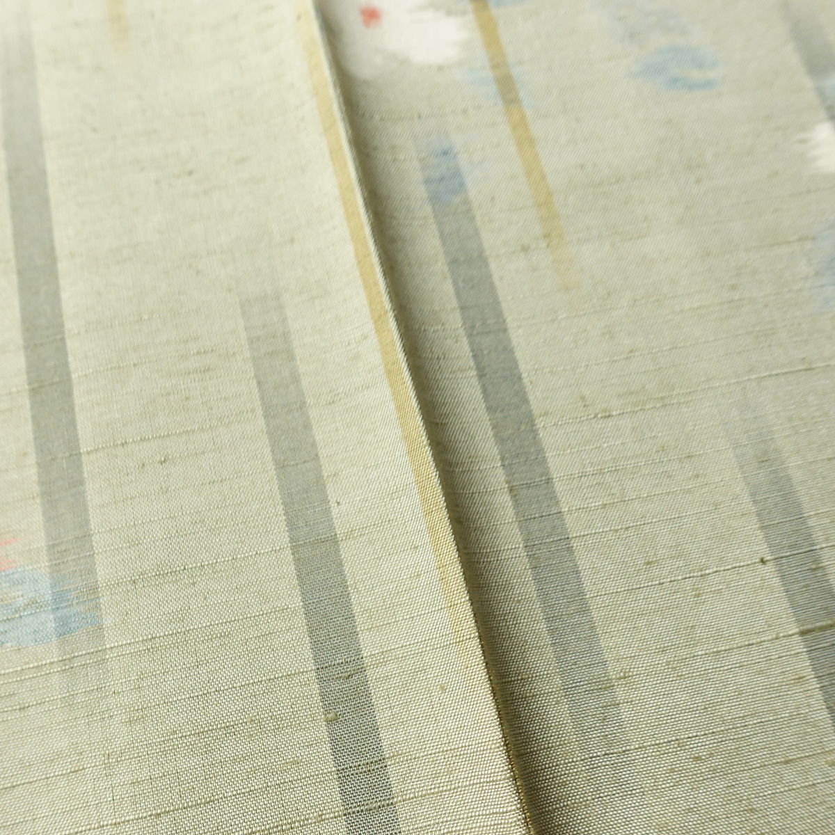 紬 良品 しつけ糸付き 正絹 花柄 袷仕立て 身丈153.5cm 裄丈63.5cm リサイクル着物 着物 緑・うぐいす色_画像13