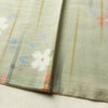 紬 良品 しつけ糸付き 正絹 花柄 袷仕立て 身丈153.5cm 裄丈63.5cm リサイクル着物 着物 緑・うぐいす色_画像14