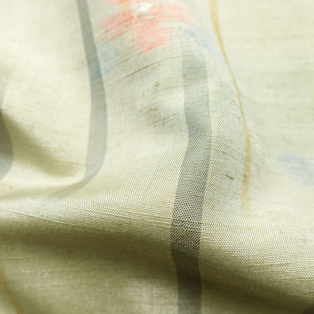 紬 良品 しつけ糸付き 正絹 花柄 袷仕立て 身丈153.5cm 裄丈63.5cm リサイクル着物 着物 緑・うぐいす色_画像21