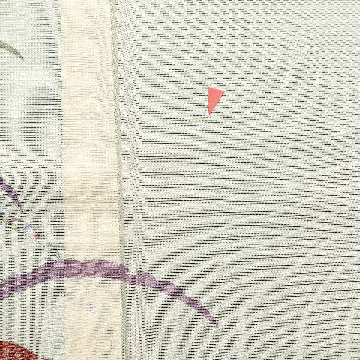 盛夏 付下 絽 良品 夏用 ポリエステル 木の葉・植物柄 単衣仕立て 身丈161.5cm 裄丈66cm リサイクル着物 着物 銀彩 フォーマル ピンク_画像15