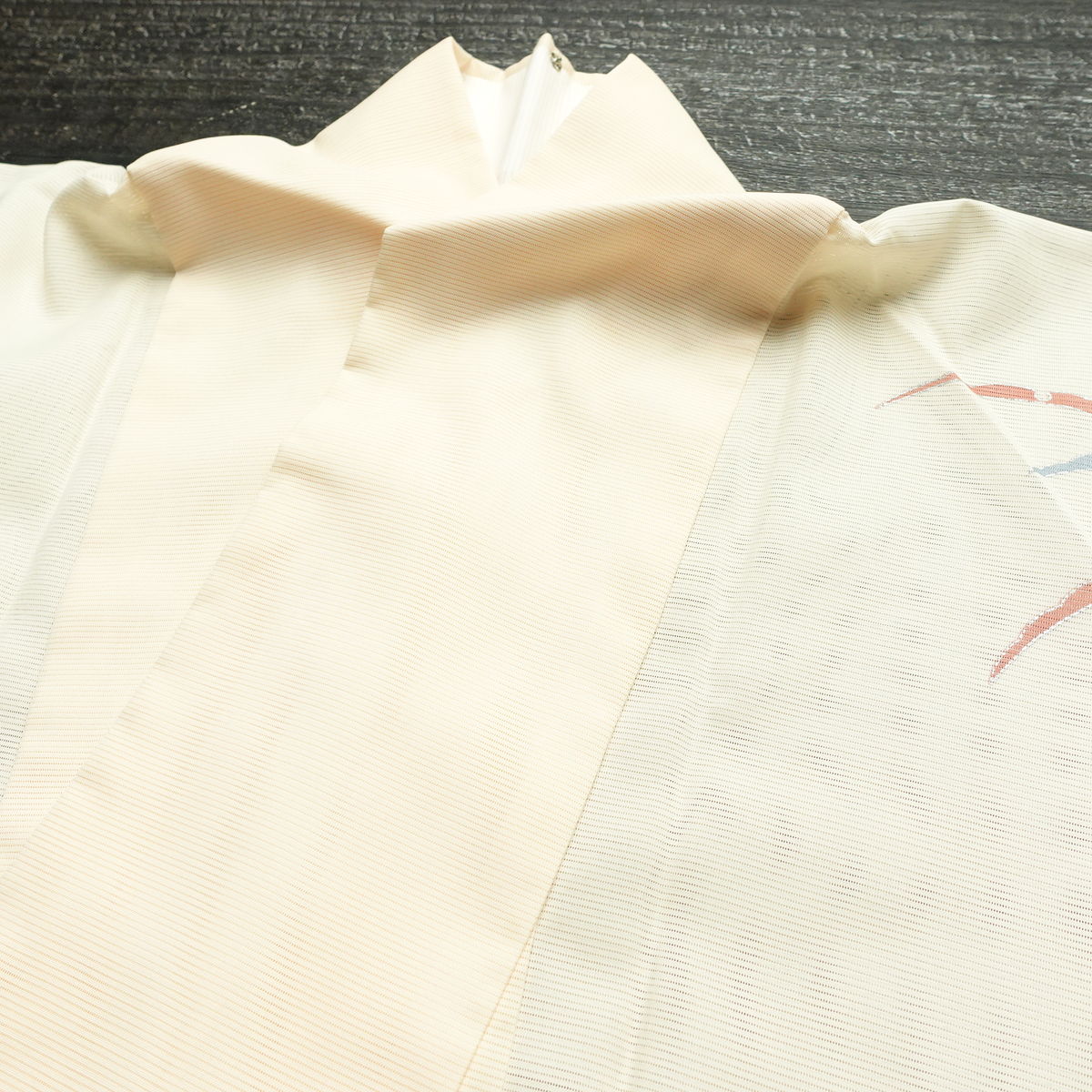 盛夏 付下 絽 良品 夏用 ポリエステル 木の葉・植物柄 単衣仕立て 身丈161.5cm 裄丈66cm リサイクル着物 着物 銀彩 フォーマル ピンク_画像19