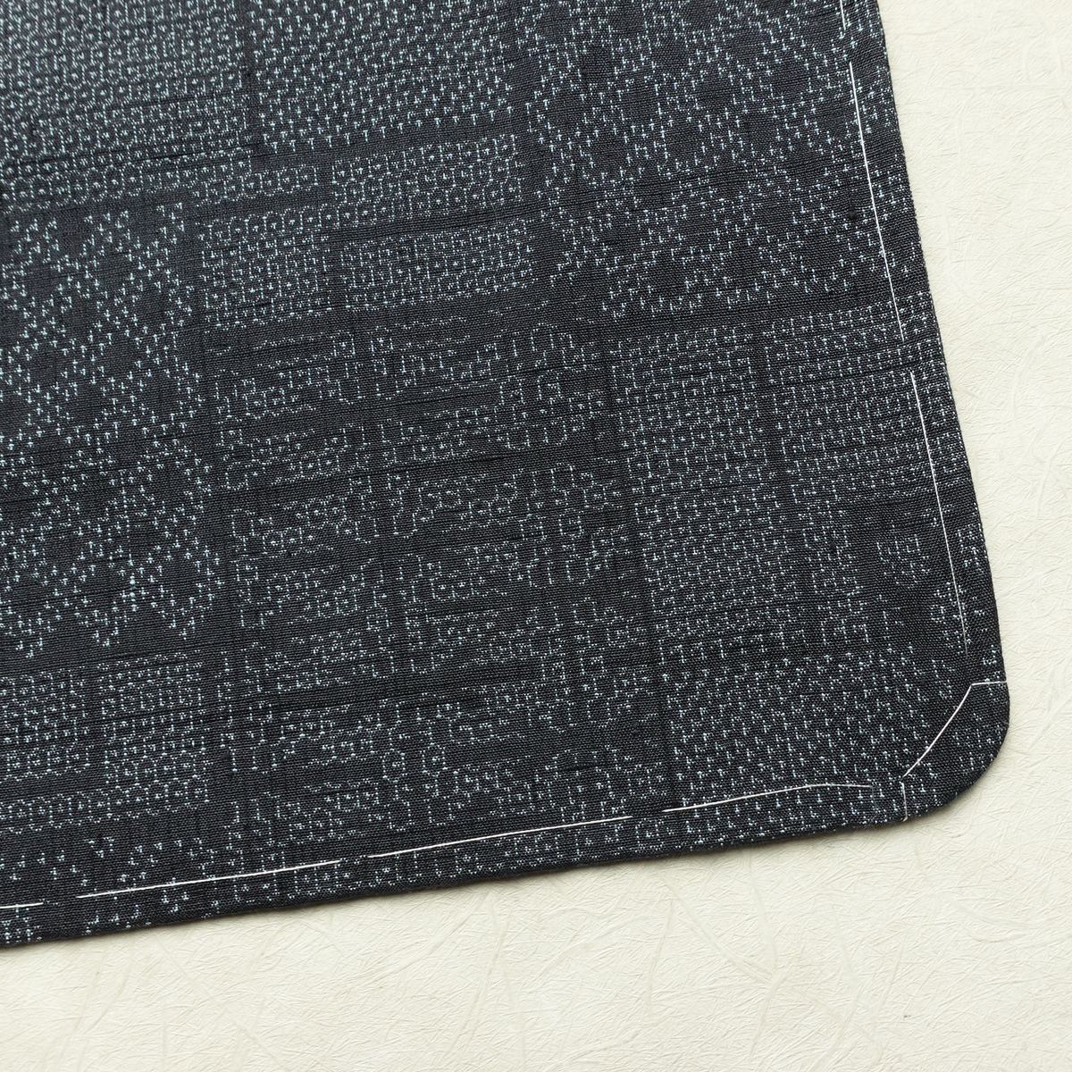 結城紬 真綿結城紬 紬 美品 証紙あり はたおり娘 しつけ糸付き 正絹 古典柄 袷仕立て 身丈158cm 裄丈63.5cm リサイクル着物 着物 青・紺_画像16