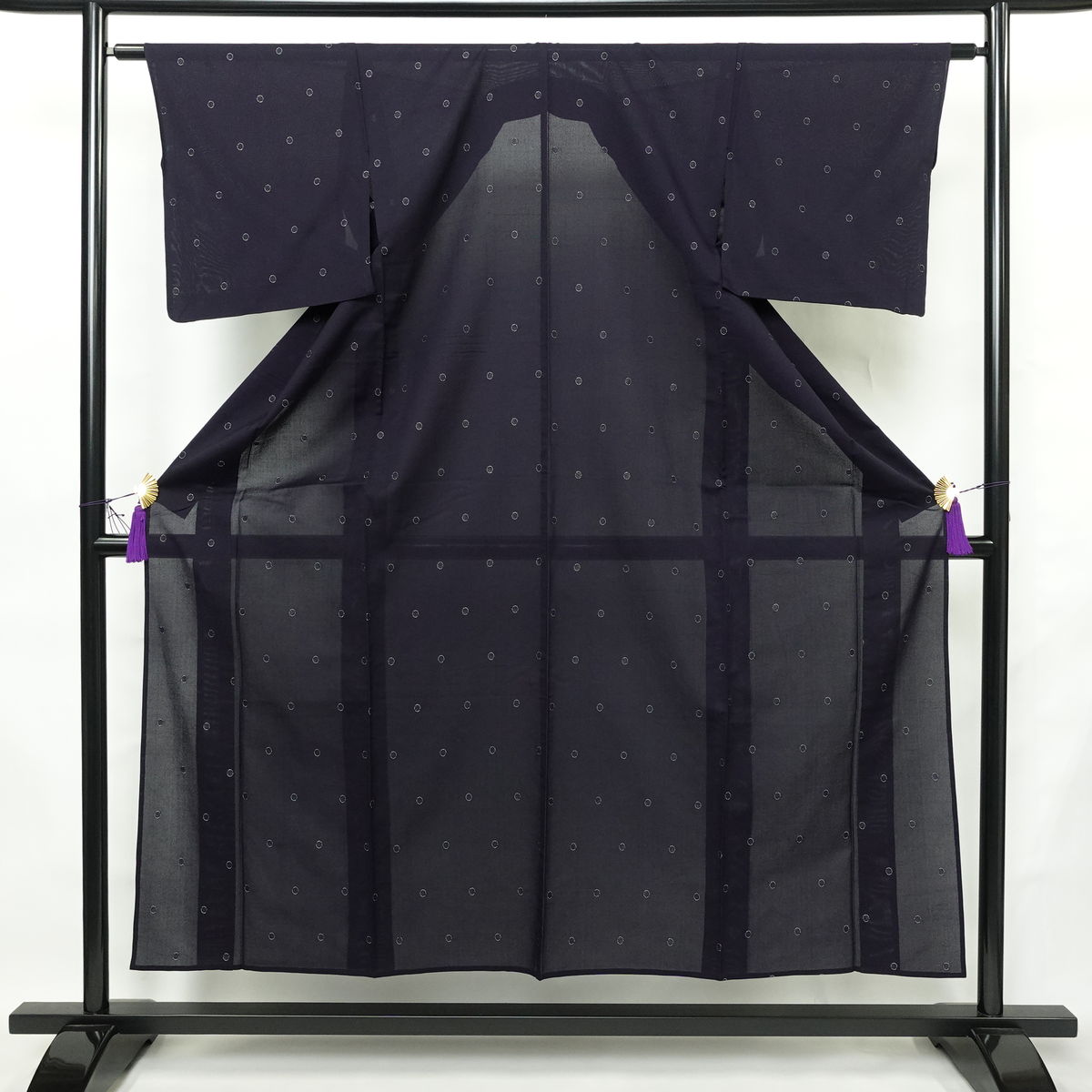 盛夏 良品 夏用 バチ衿仕立て 正絹 その他の柄 単衣仕立て 身丈151.5cm 裄丈62cm リサイクル着物 着物 青・紺_画像1