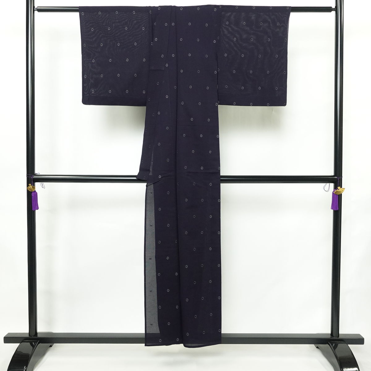 盛夏 良品 夏用 バチ衿仕立て 正絹 その他の柄 単衣仕立て 身丈151.5cm 裄丈62cm リサイクル着物 着物 青・紺_画像2