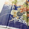 振袖 良品 しつけ糸付き 金駒刺繍 正絹 花柄 袷仕立て 身丈165.5cm 裄丈64cm リサイクル着物 着物 刺繍 箔 金彩 金通し 未使用品 成人式 二十歳 二十歳の集い フォーマル 青・紺_画像4