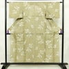 盛夏 紬 夏用 バチ衿仕立て 正絹 花柄 単衣仕立て 身丈153cm 裄丈62cm リサイクル着物 着物 黄・黄土色_画像1