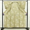 盛夏 紬 夏用 バチ衿仕立て 正絹 花柄 単衣仕立て 身丈153cm 裄丈62cm リサイクル着物 着物 黄・黄土色_画像3