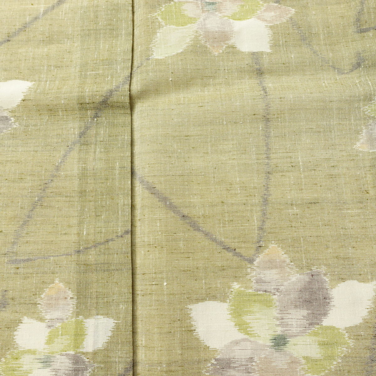 盛夏 紬 夏用 バチ衿仕立て 正絹 花柄 単衣仕立て 身丈153cm 裄丈62cm リサイクル着物 着物 黄・黄土色_画像6