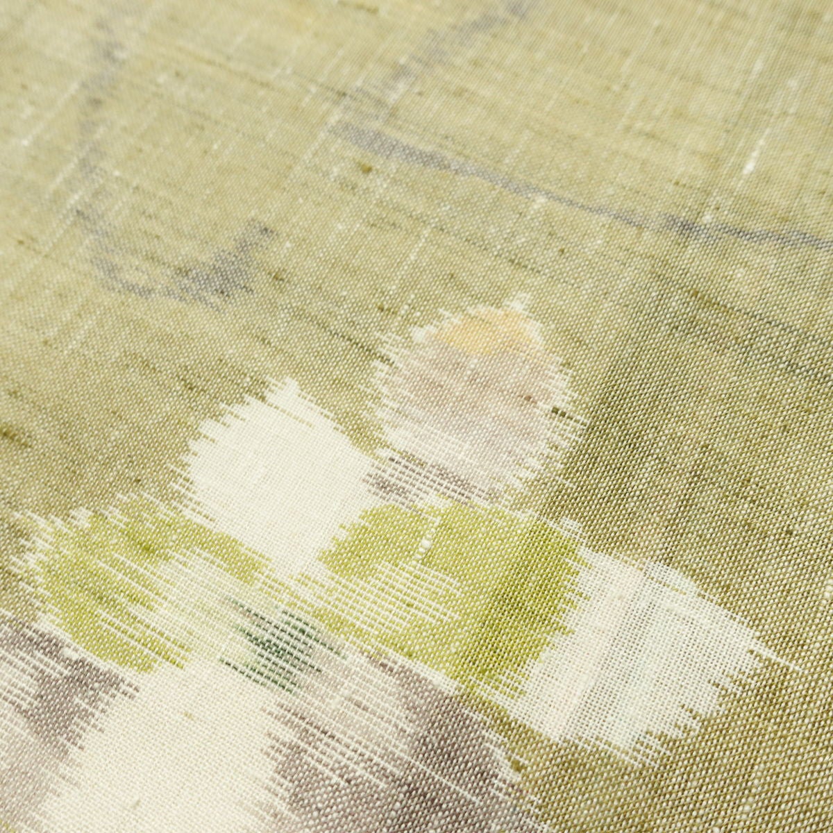 盛夏 紬 夏用 バチ衿仕立て 正絹 花柄 単衣仕立て 身丈153cm 裄丈62cm リサイクル着物 着物 黄・黄土色_画像10
