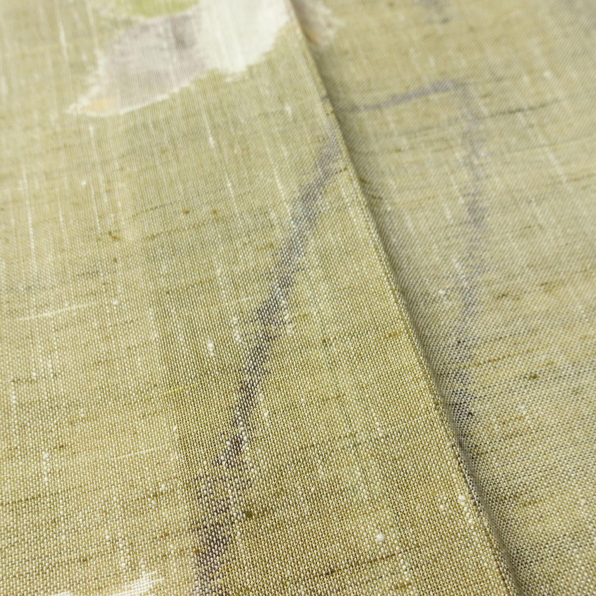 盛夏 紬 夏用 バチ衿仕立て 正絹 花柄 単衣仕立て 身丈153cm 裄丈62cm リサイクル着物 着物 黄・黄土色_画像11