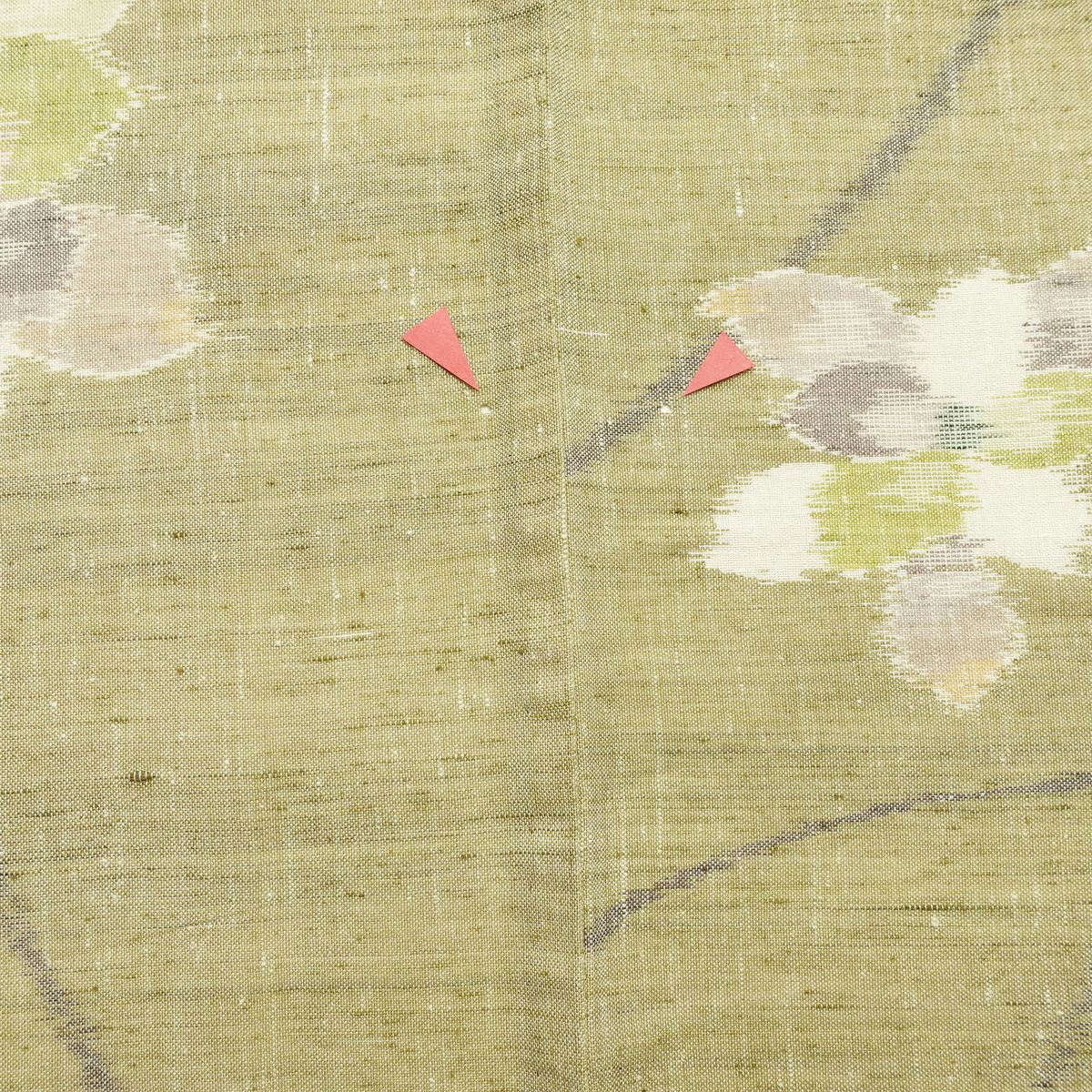 盛夏 紬 夏用 バチ衿仕立て 正絹 花柄 単衣仕立て 身丈153cm 裄丈62cm リサイクル着物 着物 黄・黄土色_画像14