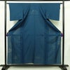 盛夏 夏用 正絹 風景柄 単衣仕立て 身丈155.5cm 裄丈62.5cm リサイクル着物 着物 青・紺_画像1