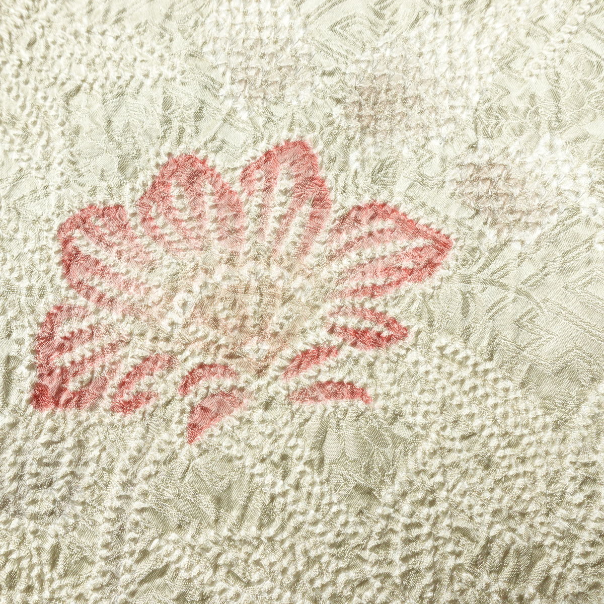 小紋 絞り 総絞り 正絹 花柄 袷仕立て 身丈155.5cm 裄丈65cm リサイクル着物 着物 グレー_画像7