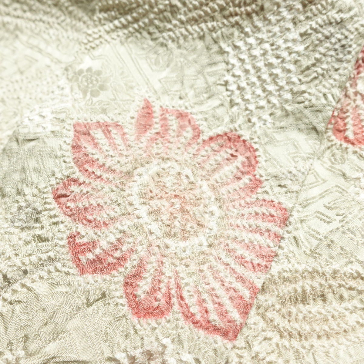 小紋 絞り 総絞り 正絹 花柄 袷仕立て 身丈155.5cm 裄丈65cm リサイクル着物 着物 グレー_画像19