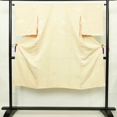 長襦袢 丹後ちりめん 本草木染 翔名織襦袢 しつけ糸付き しつけ糸付き 正絹 流水・波柄 袷仕立て 身丈127.5cm 裄丈63.5cm リサイクル着物 フォーマル ベージュ