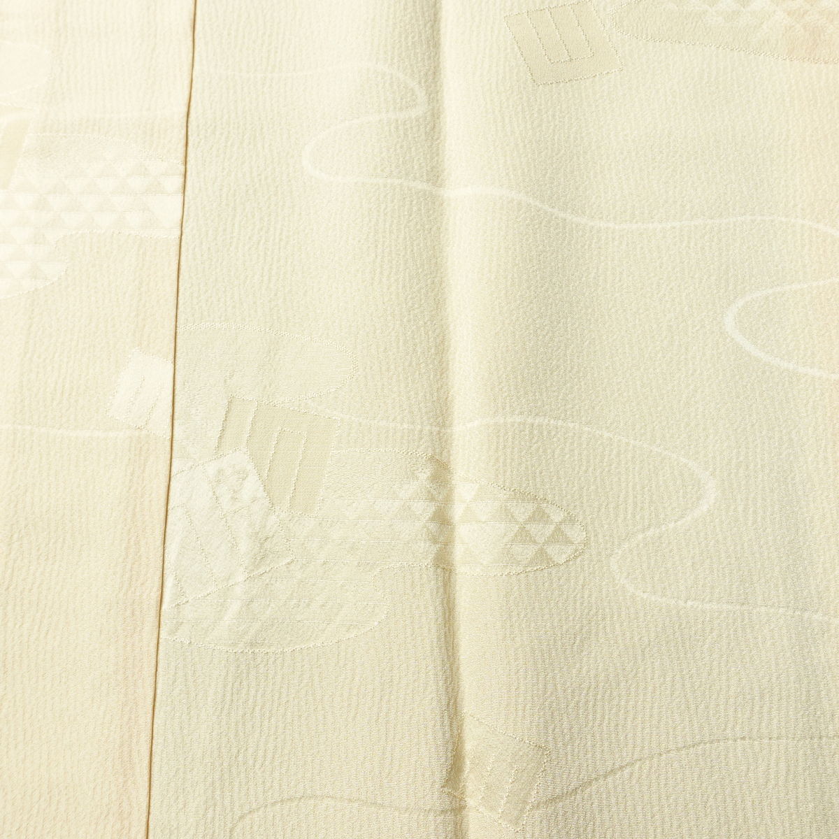 長襦袢 丹後ちりめん 本草木染 翔名織襦袢 しつけ糸付き しつけ糸付き 正絹 流水・波柄 袷仕立て 身丈127.5cm 裄丈63.5cm リサイクル着物 フォーマル ベージュ_画像6