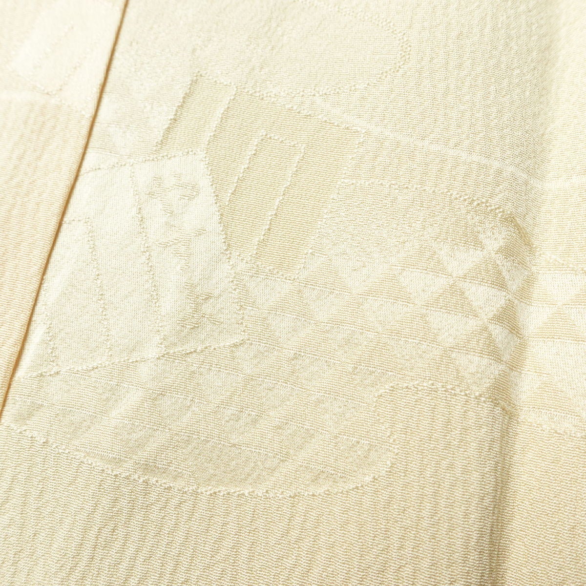 長襦袢 丹後ちりめん 本草木染 翔名織襦袢 しつけ糸付き しつけ糸付き 正絹 流水・波柄 袷仕立て 身丈127.5cm 裄丈63.5cm リサイクル着物 フォーマル ベージュ_画像7